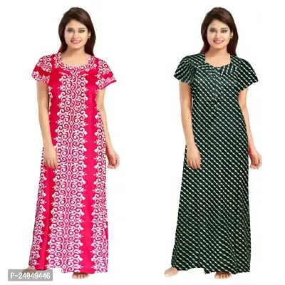 PMK FASHION Women 100% Cotton Nighty for Women ||..|| Long Length Printed Nighty/Maxi/Night Gown/Night Dress/Nightwear Inner  Sleepwear for Women's (Combo Pack of 2)-thumb0