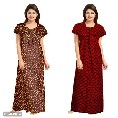 PMK FASHION 100% Cotton Kaftan for Women || Long Length Printed Nighty/Kaftan/Maxi/Night Gown/Night Dress/Nightwear Inner  Sleepwear for Women's (Combo Pack of 2)