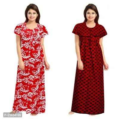 Elegant Cotton Printed Nighty For Women- Pack Of 2