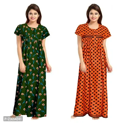 Elegant Cotton Printed Nighty For Women- Pack Of 2