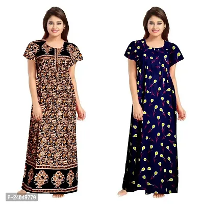 PMK FASHION 100% Cotton Kaftan for Women || Long Length Printed Nighty/Kaftan/Maxi/Night Gown/Night Dress/Nightwear Inner  Sleepwear for Women Combo Pack of 2-thumb0