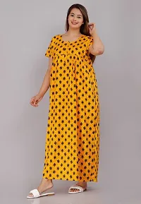 Comfortable Yellow Cotton Nightdress For Women-thumb1