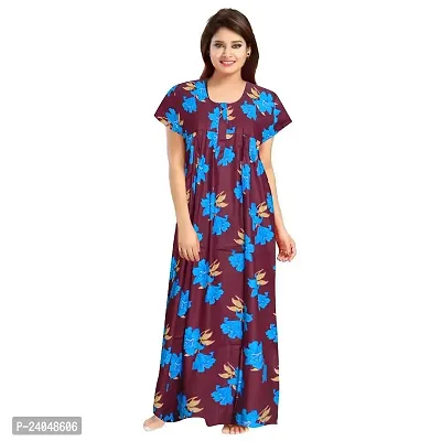 PMK FASHION 100% Cotton Nighty for Women || Long Length Printed Nighty/Maxi/Night Gown/Night Dress/Nightwear Inner  Sleepwear for Women's (Combo Pack of 2)-thumb2