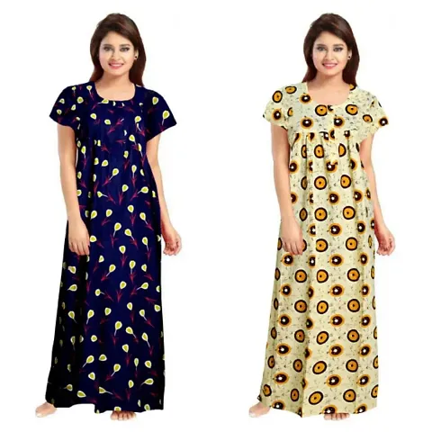 Stylish Embellished rich long nightwear Combo Pack of 2