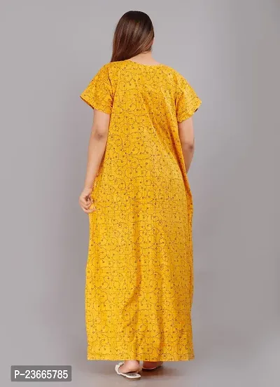 Comfortable Yellow Cotton Nightdress For Women-thumb4