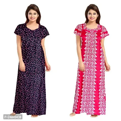 PMK FASHION 100% Cotton Kaftan for Women || Long Length Printed Nighty/Kaftan/Maxi/Night Gown/Night Dress/Nightwear Inner Sleepwear for Women's (Combo Pack of 2)-thumb0