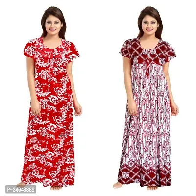 PMK FASHION 100% Cotton Kaftan for Women || Long Length Printed Nighty/Kaftan/Maxi/Night Gown/Night Dress/Nightwear Inner  Sleepwear for Women's (Combo Pack of 2)