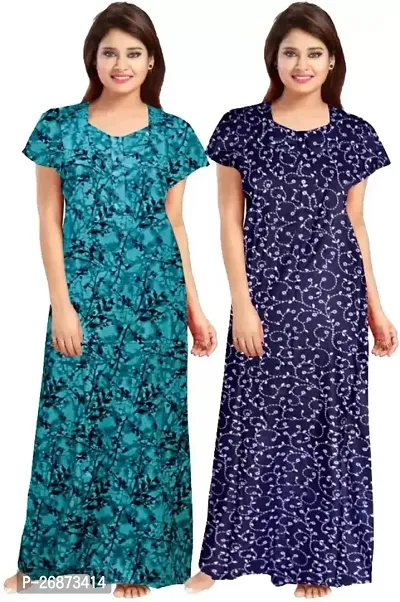 Cotton Printed Nightys For Women Pack Of 2