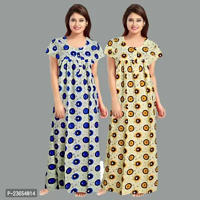 Elegant Cotton Printed Nighty For Women- Pack Of 2