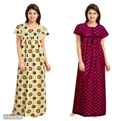 Elegant Cotton Printed Nighty For Women- Pack Of 2