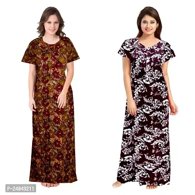 PMK FASHION 100% Cotton Kaftan for Women || Long Length Printed Nighty/Kaftan/Maxi/Night Gown/Night Dress/Nightwear Inner  Sleepwear for Women's (Combo Pack of 2)-thumb0