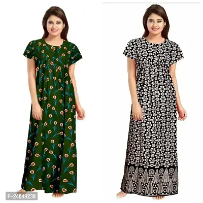 PMK FASHION 100% Cotton Kaftan for Women || Long Length Printed Nighty/Kaftan/Maxi/Night Gown/Night Dress/Nightwear Inner  Sleepwear for Women's (Combo Pack of 2)-thumb0