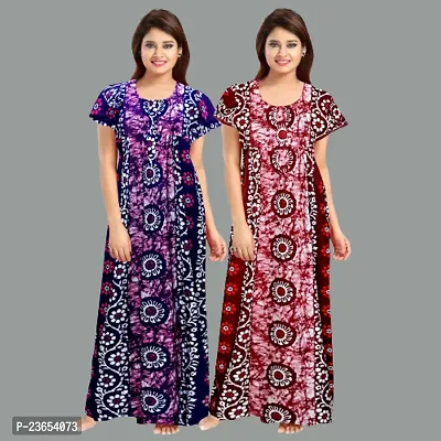 Elegant Cotton Printed Nighty For Women- Pack Of 2-thumb0