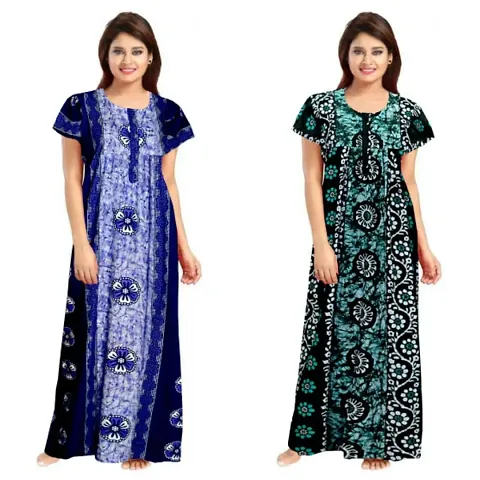 Stylish Embellished rich long nightwear Combo Pack of 2