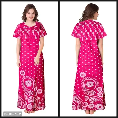 Stylish Pink Cotton Blend Printed Nighty For Women-thumb0