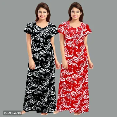 Elegant Cotton Printed Nighty For Women- Pack Of 2