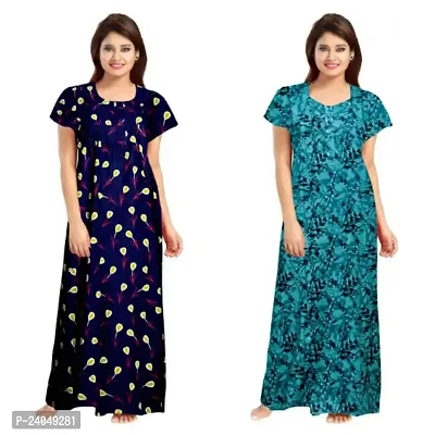 PMK FASHION 100% Cotton Kaftan || Long Length Printed Nighty/Kaftan/Maxi/Night Gown/Night Dress/Nightwear Inner  Sleepwear for Women's (Combo Pack of 2)