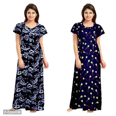 Elegant Cotton Printed Nighty For Women- Pack Of 2