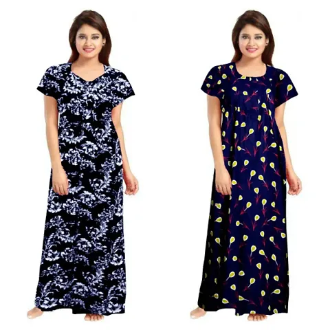 Stylish Embellished rich long nightwear Combo Pack of 2