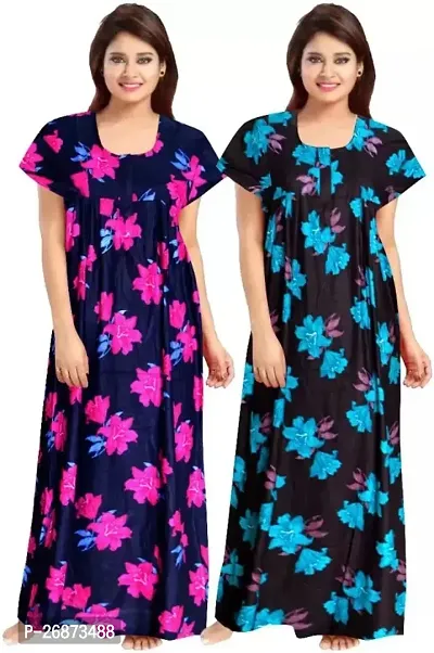 Cotton Printed Nightys For Women Pack Of 2