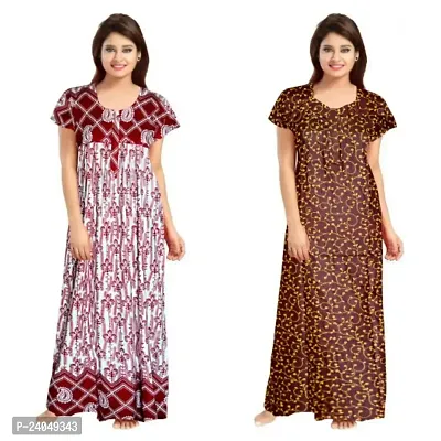 PMK FASHION 100% Cotton Kaftan || Long Length Printed Nighty/Kaftan/Maxi/Night Gown/Night Dress/Nightwear Inner  Sleepwear for Women's (Combo Pack of 2)