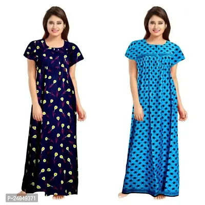 PMK FASHION 100% Cotton Kaftan for Women || Long Length Printed Nighty/Kaftan/Night Gown/Night Dress/Nightwear Inner  Sleepwear for Women's (Combo Pack of 2)-thumb0