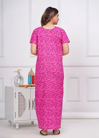 Elegant Pink Cotton Printed Nighty For Women-thumb3