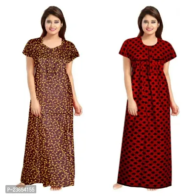 Elegant Cotton Printed Nighty For Women- Pack Of 2-thumb0