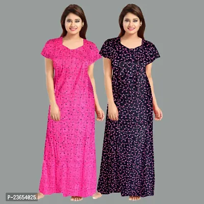 Elegant Cotton Printed Nighty For Women- Pack Of 2