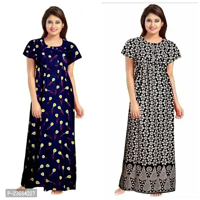 Elegant Cotton Printed Nighty For Women- Pack Of 2-thumb0