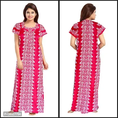 Stylish Pink Cotton Blend Printed Nighty For Women