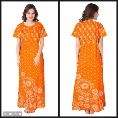 Stylish Orange Cotton Blend Printed Nighty For Women-thumb0