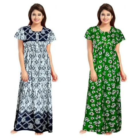 Stylish Embellished rich long nightwear Combo Pack of 2