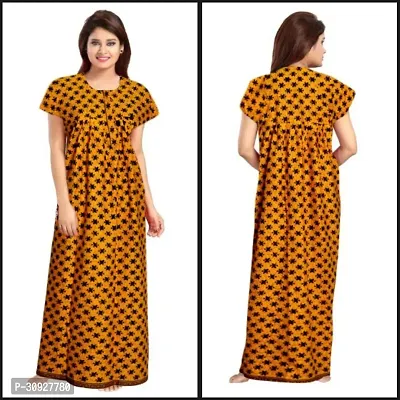 Stylish Yellow Cotton Blend Printed Nighty For Women-thumb0