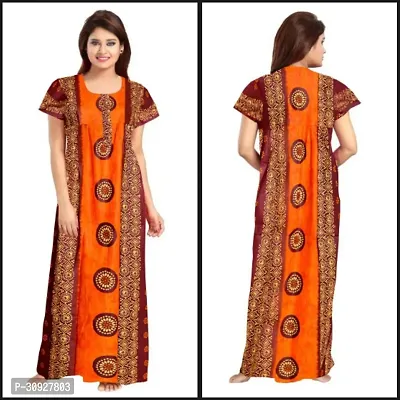 Stylish Orange Cotton Blend Printed Nighty For Women-thumb0