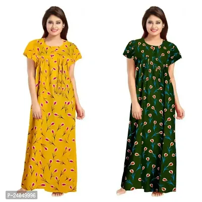 PMK FASHION 100% Cotton Kaftan for Women || Long Length Printed Nighty/Kaftan/Maxi/Night Gown/Night Dress/Nightwear Inner  Sleepwear for Women's (Combo Pack of 2)