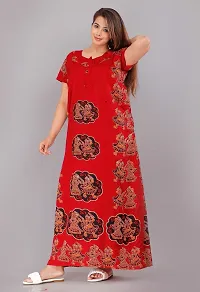 Comfortable Red Cotton Nightdress For Women-thumb2