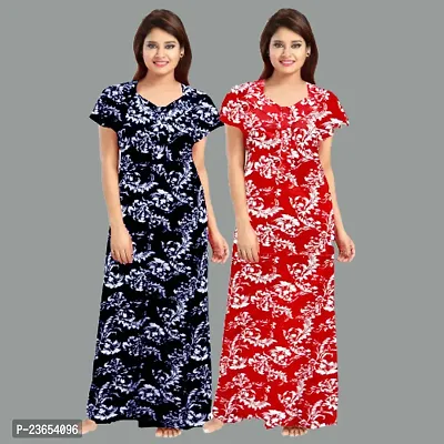 Elegant Cotton Printed Nighty For Women- Pack Of 2-thumb0