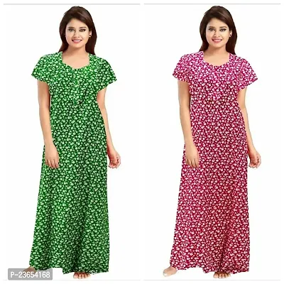 Elegant Cotton Printed Nighty For Women- Pack Of 2