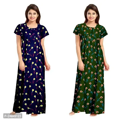 PMK FASHION 100% Cotton Kaftan for Women || Long Length Printed Nighty/Kaftan/Maxi/Night Gown/Night Dress/Nightwear Inner  Sleepwear for Women's (Combo Pack of 2)-thumb0