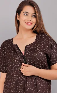 Comfortable Brown Cotton Nightdress For Women-thumb2