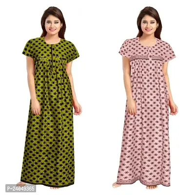 PMK FASHION 100% Cotton Kaftan for Women || Long Length Printed Nighty/Kaftan/Maxi/Night Gown/Night Dress/Nightwear Inner  Sleepwear for Women's (Combo Pack of 2)