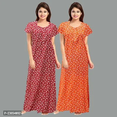 Elegant Cotton Printed Nighty For Women- Pack Of 2