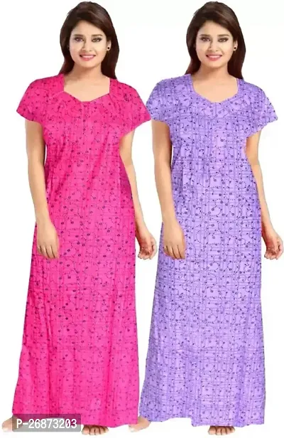 Cotton Printed Nightys For Women Pack Of 2