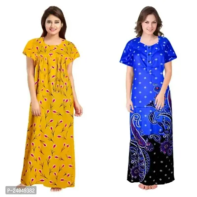 PMK FASHION 100% Cotton Kaftan || Long Length Printed Nighty/Kaftan/Maxi/Night Gown/Night Dress/Nightwear Inner  Sleepwear for Women's (Combo Pack of 2)