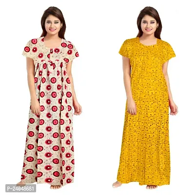 PMK FASHION 100% Cotton Kaftan for Women || Long Length Printed Nighty/Kaftan/Maxi/Night Gown/Night Dress/Nightwear Inner  Sleepwear for Women's (Combo Pack of 2)