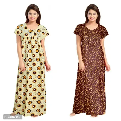 PMK FASHION 100% Cotton Kaftan for Women || Long Length Printed Nighty/Kaftan/Maxi/Night Gown/Night Dress/Nightwear Inner  Sleepwear for Women's (Combo Pack of 2)-thumb0