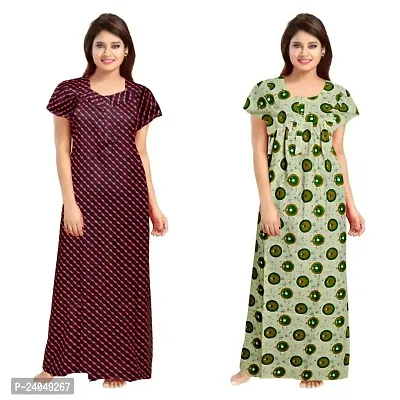 PMK FASHION 100% Cotton Kaftan for Women || Long Length Printed Nighty/Kaftan/Maxi/Night Gown/Night Dress/Nightwear Inner  Sleepwear for Women Combo Pack of 2-thumb0