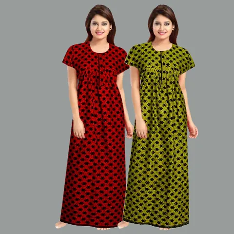 Stylish Cotton Nightdress For Women Pack Of 2