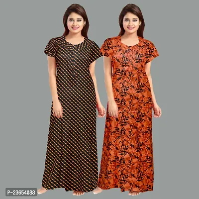 Elegant Cotton Printed Nighty For Women- Pack Of 2